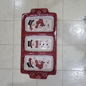 Christmas triple serving dish
